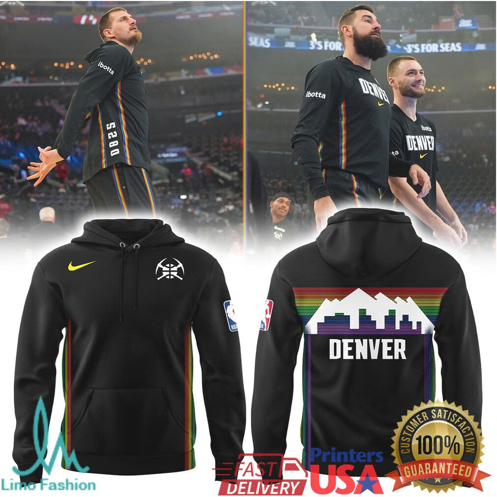 Denver Nuggets City Edition Rainbow Skyline Retro Fan Apparel T Shirt - Limotees LLC