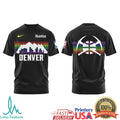 Denver Nuggets Skyline Retro Rainbow Logo Basketball T Shirt - Limotees LLC
