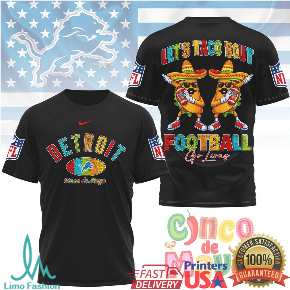 Detroit Football Cinco De Mayo T Shirt Let's Taco 'Bout Football Go Lions T Shirt - Limotees LLC