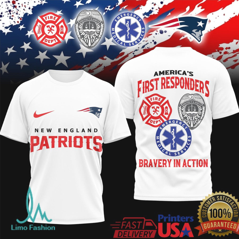 Detroit Lions America's First Responders T Shirt Lions Fire Police EMS Support Gear - Limotees LLC