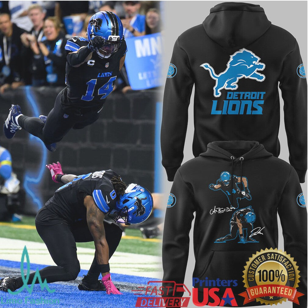 Detroit Lions Amon Ra St. Brown Action Graphic Black T Shirt & Hoodie - Limotees LLC