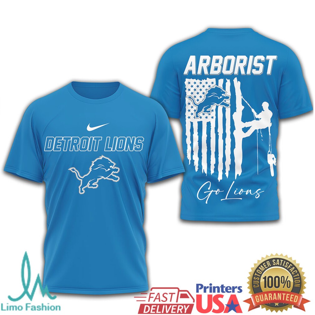 Detroit Lions Arborist Tree Service American Flag T Shirt - Limotees LLC