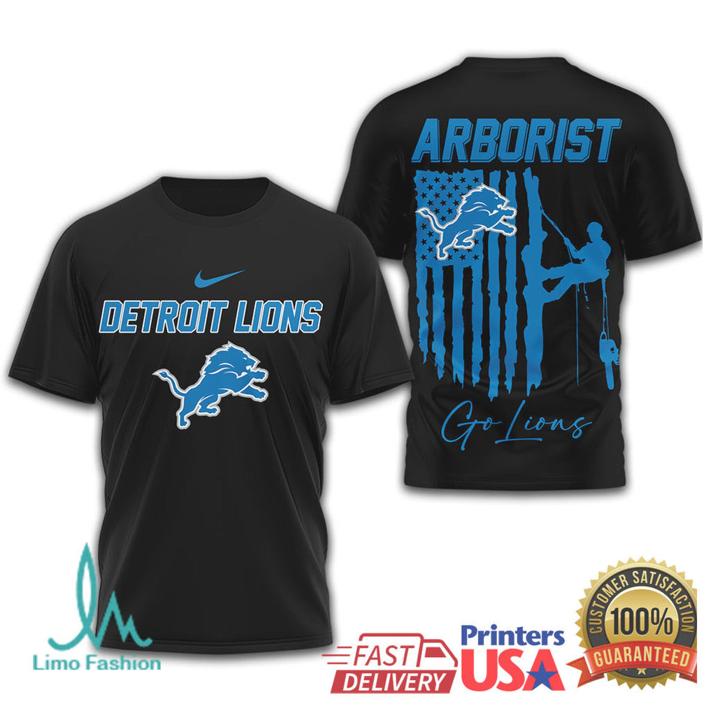Detroit Lions Arborist Tree Service American Flag T Shirt - Limotees LLC