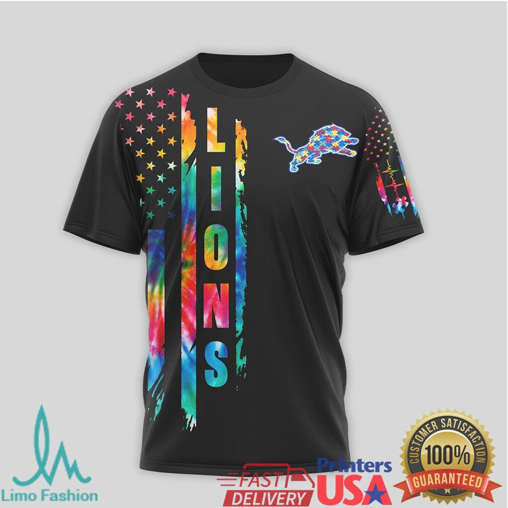 Detroit Lions Autism Awareness T Shirt Inclusion Matters Puzzle Piece Design - Limotees LLC