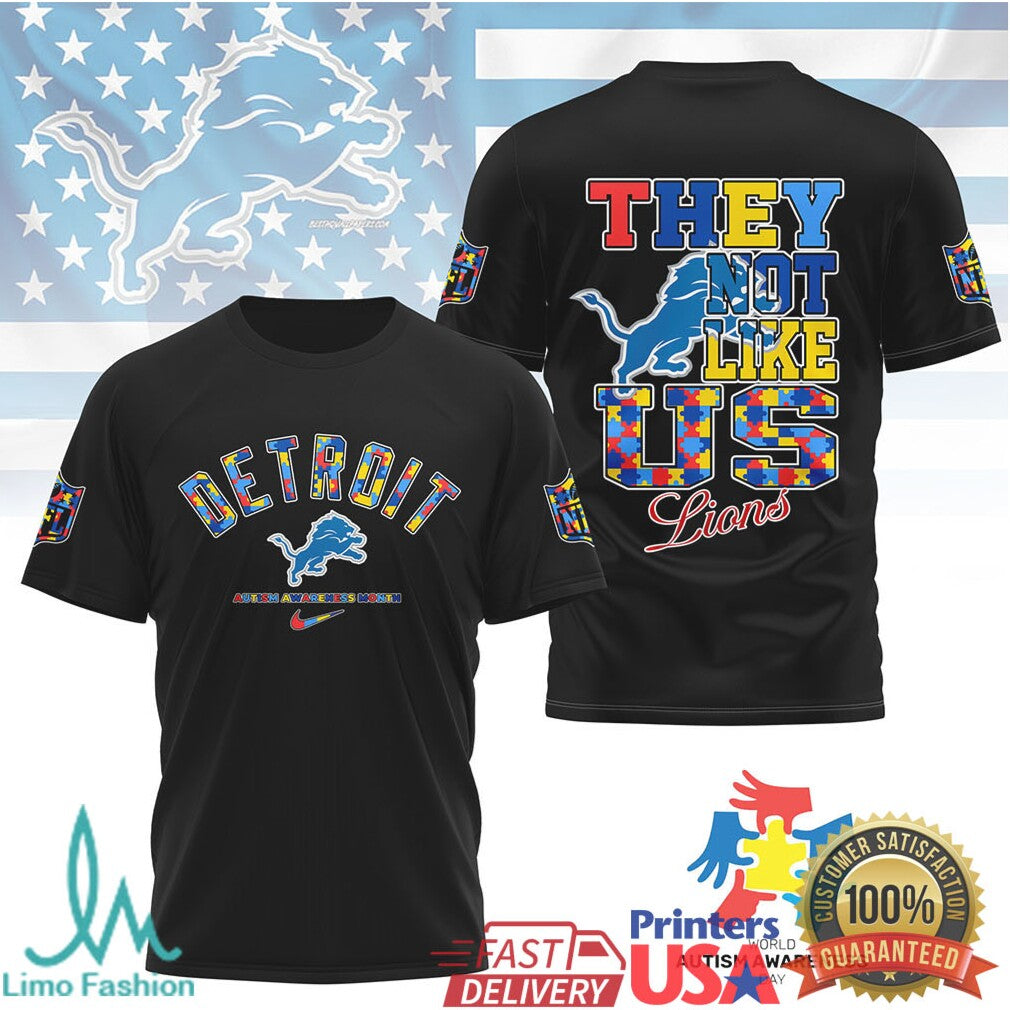 Detroit Lions Autism Awareness They Not Like Us T Shirt - Limotees LLC