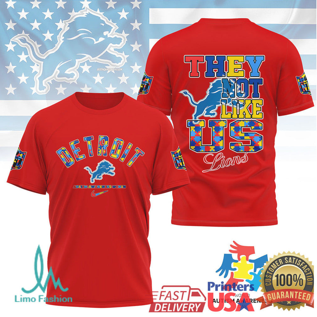 Detroit Lions Autism Awareness They Not Like Us T Shirt - Limotees LLC