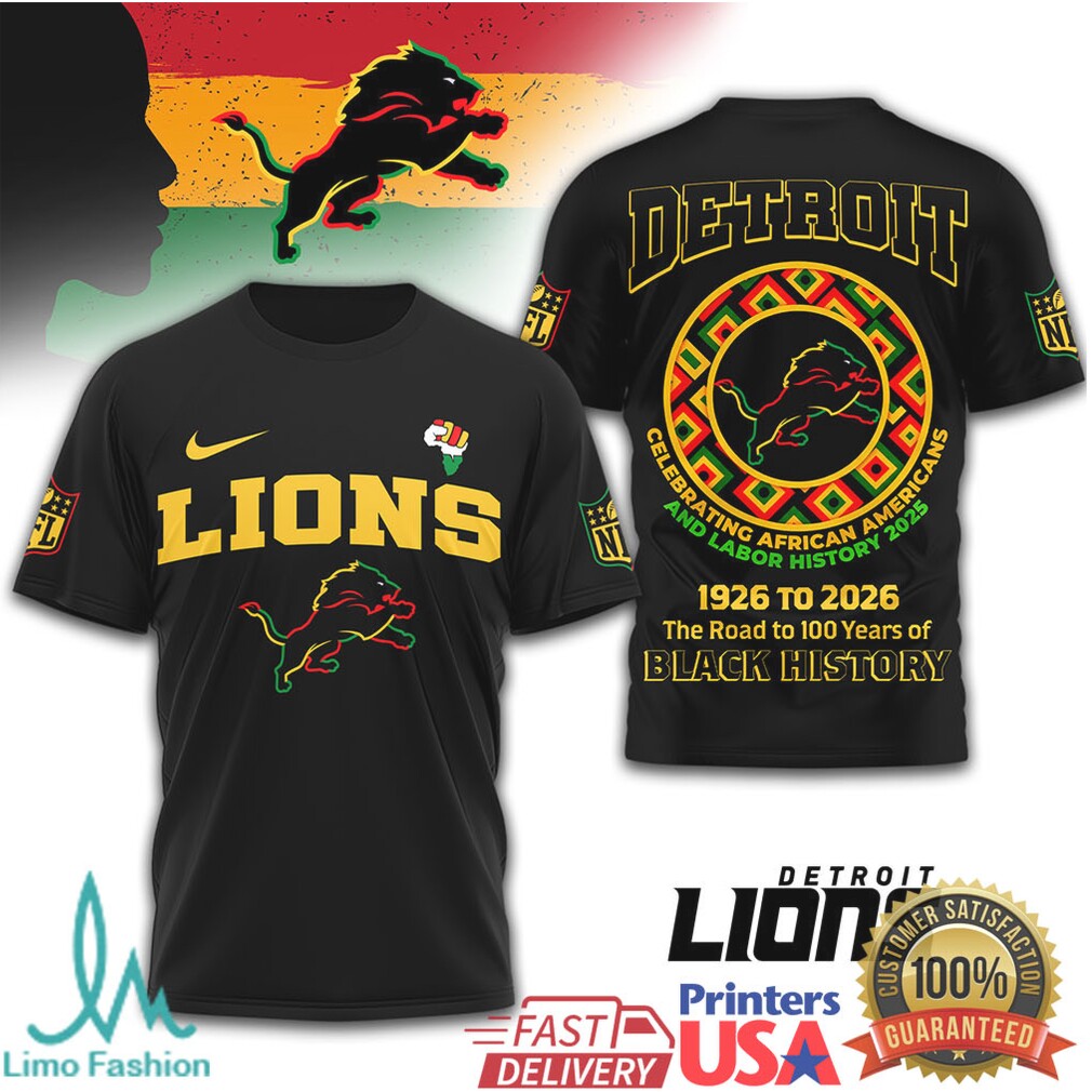 Detroit Lions Black History Month T Shirt African American History & Labor 2025 - Limotees LLC
