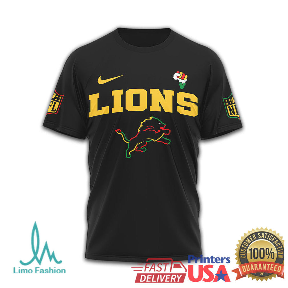 Detroit Lions Black History Month T Shirt African American History & Labor 2025 - Limotees LLC