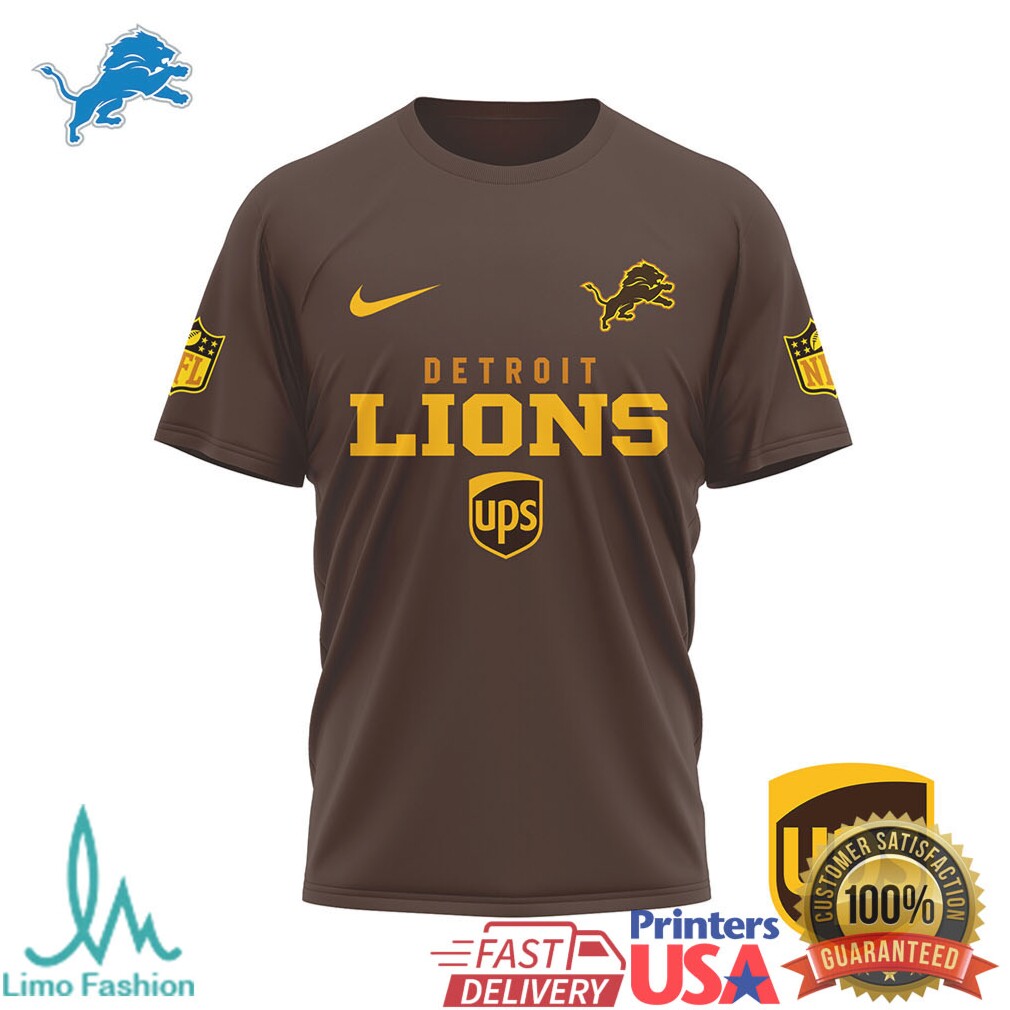 Detroit Lions Brown and Proud UPS Graphic Short Sleeve Tee - Limotees LLC