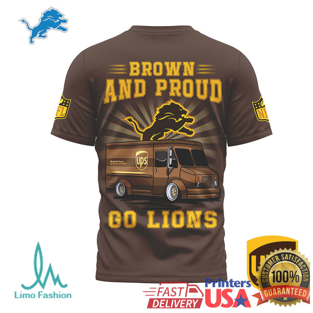 Detroit Lions Brown and Proud UPS Graphic Short Sleeve Tee - Limotees LLC