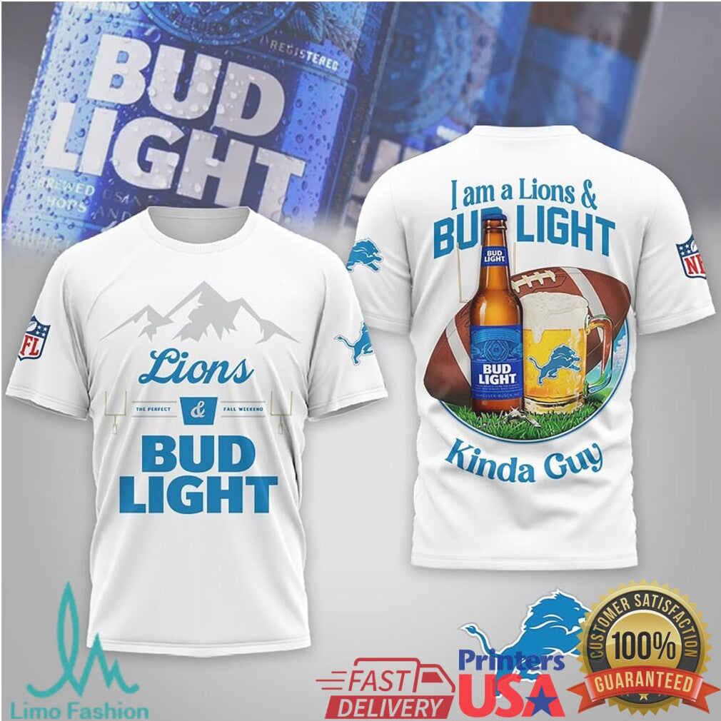 Detroit Lions Bud Light Kinda Guy Girl Tshirt Hoodie - Limotees LLC