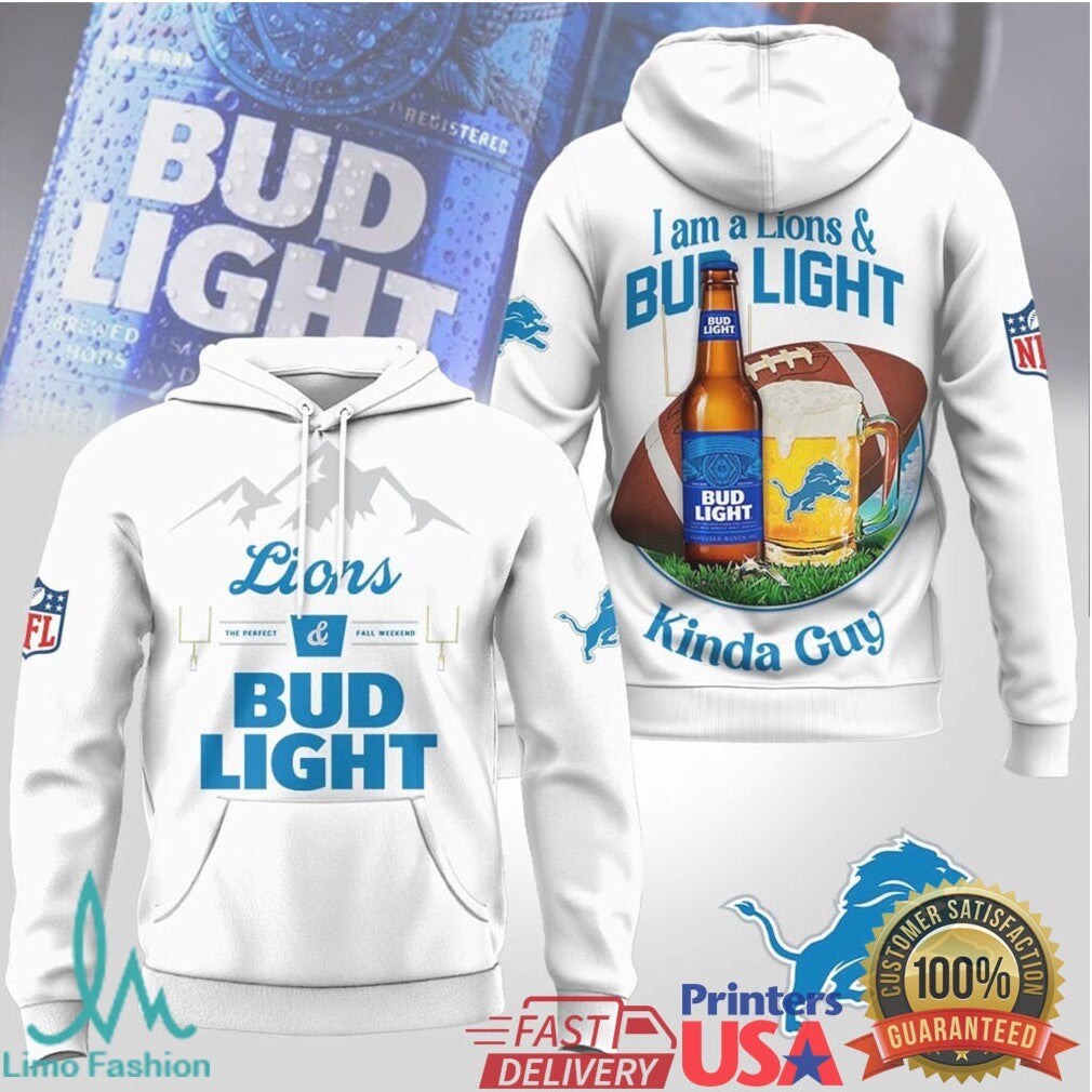 Detroit Lions Bud Light Kinda Guy Girl Tshirt Hoodie - Limotees LLC