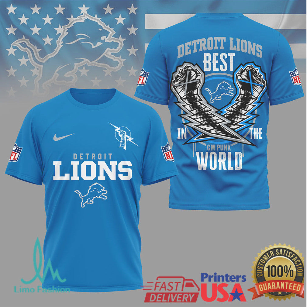 Detroit Lions CM Punk Best In The World Athletic Graphic Shirt - Limotees LLC