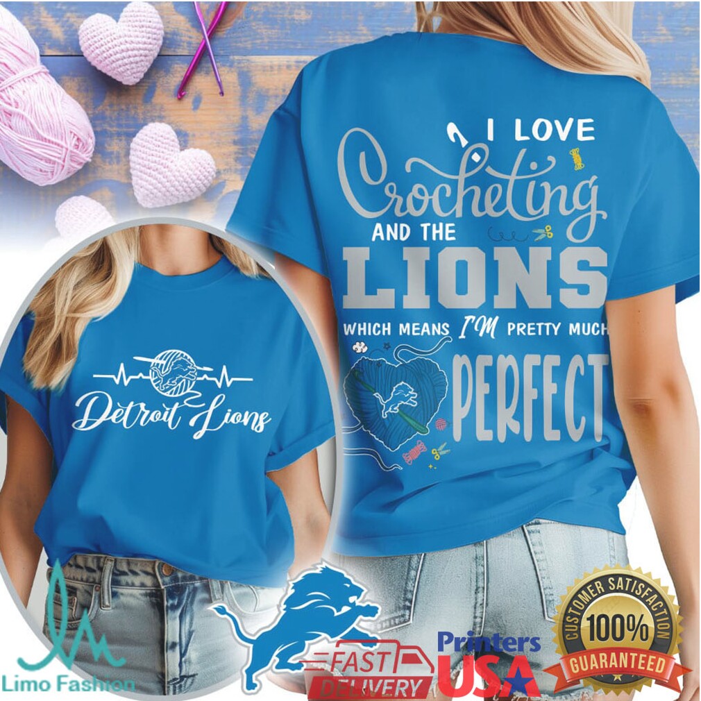 Detroit Lions Crochet Heart Graphic Tee I'm Pretty Much Perfect - Limotees LLC