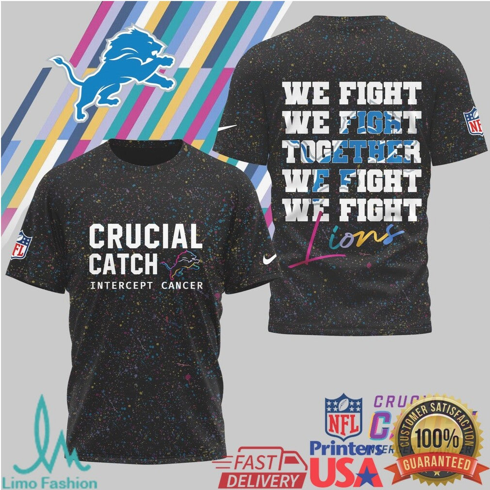 Detroit Lions Crucial Catch Intercept Cancer Awareness T Shirt - Limotees LLC