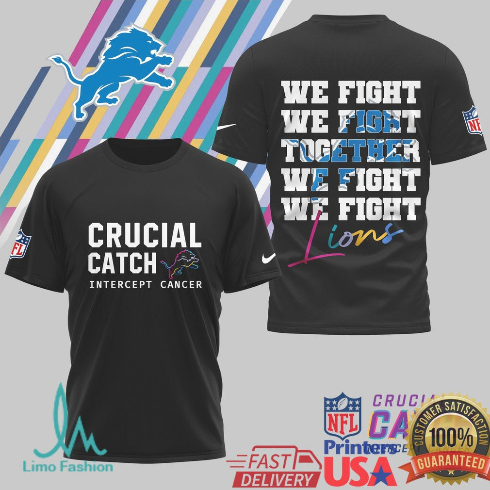 Detroit Lions Crucial Catch Intercept Cancer Awareness T Shirt - Limotees LLC