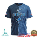 Detroit Lions Custom Name & Number Ripped Denim Style 3D NFL T Shirt - Limotees LLC