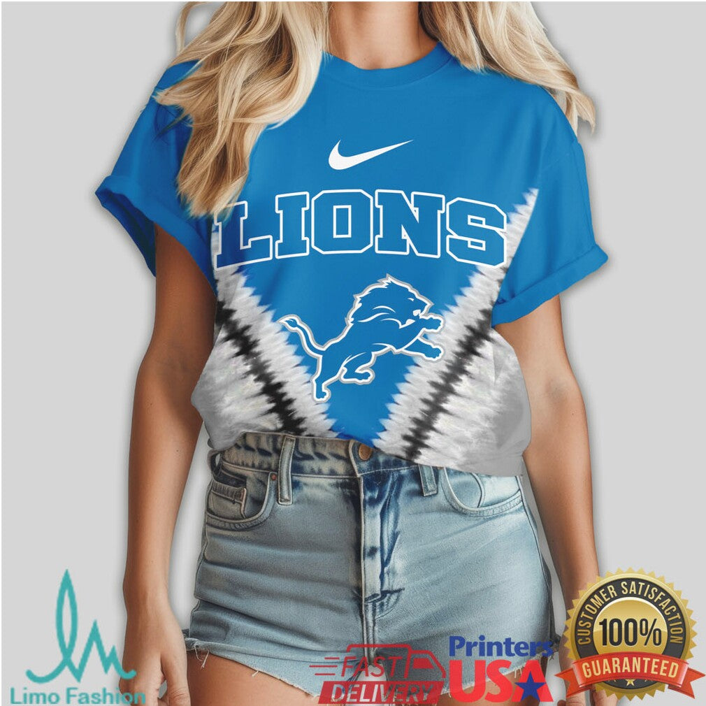 Detroit Lions DNA Lion Graphic Blue & Silver Graphic T Shirt - Limotees LLC