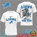 Detroit Lions “Defend The Den” Lion Rider Graphic T Shirt - Limotees LLC
