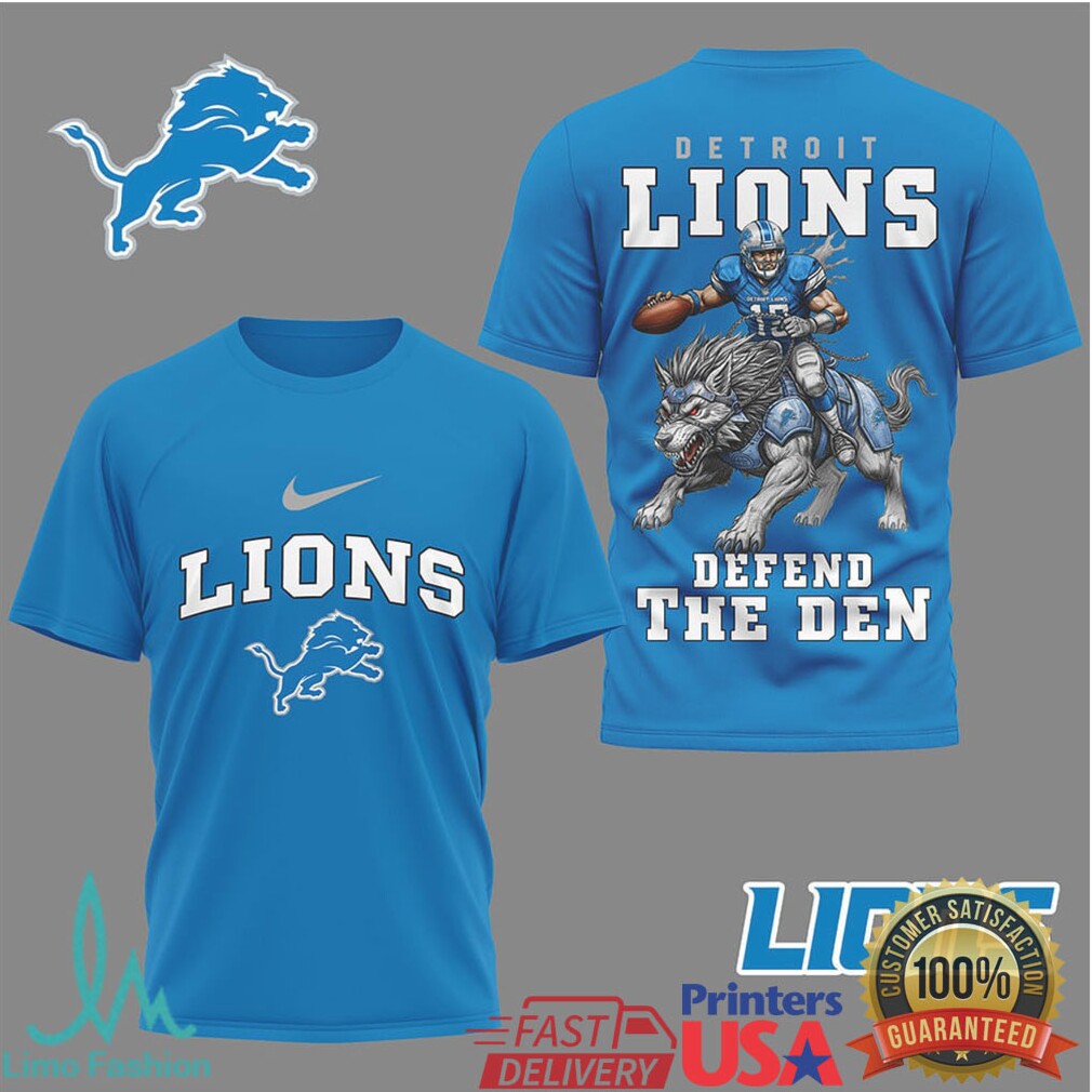 Detroit Lions “Defend The Den” Lion Rider Graphic T Shirt - Limotees LLC