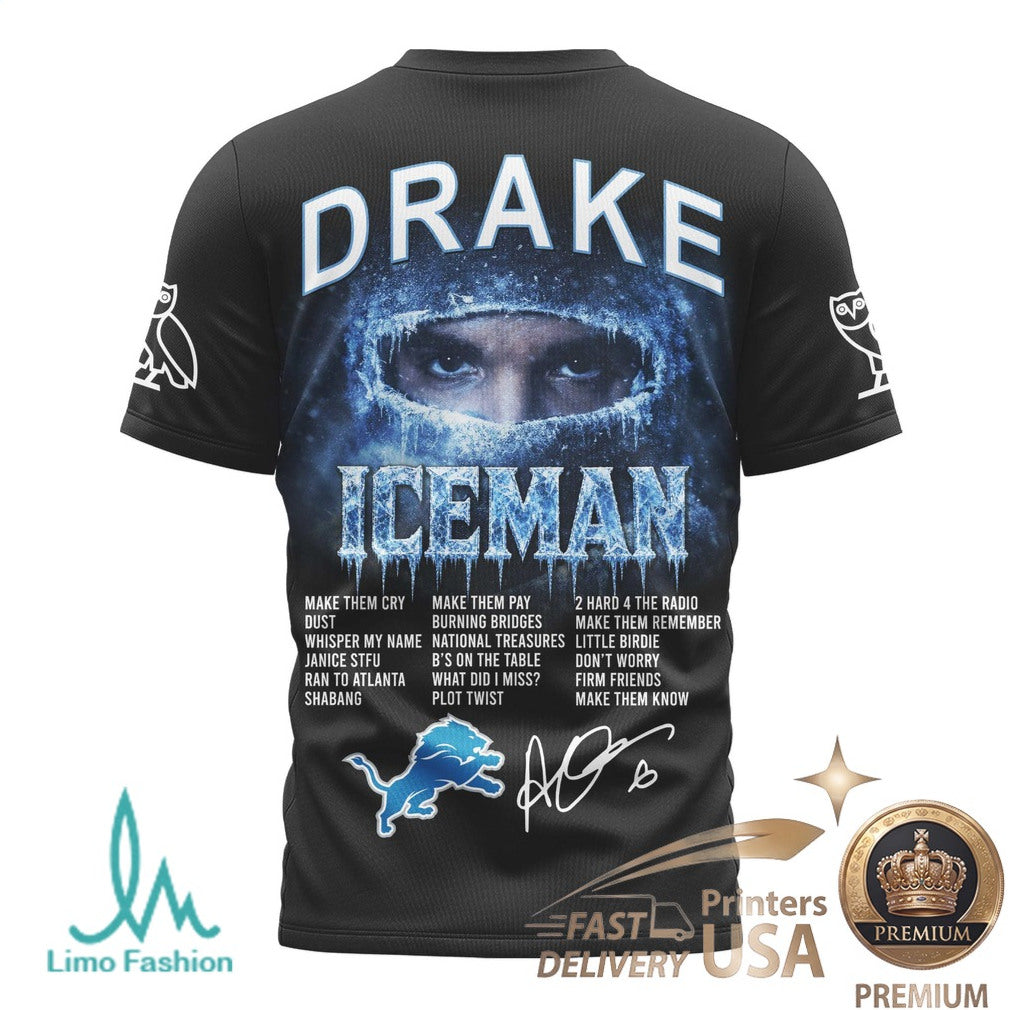 Detroit Lions Drake Iceman Hip Hop Music T Shirt T Shirt