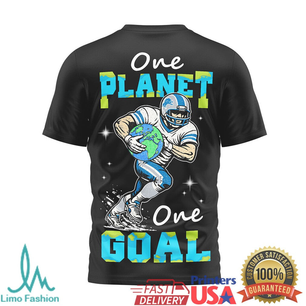 Detroit Lions Earth Day One Planet One Goal Football T Shirt
