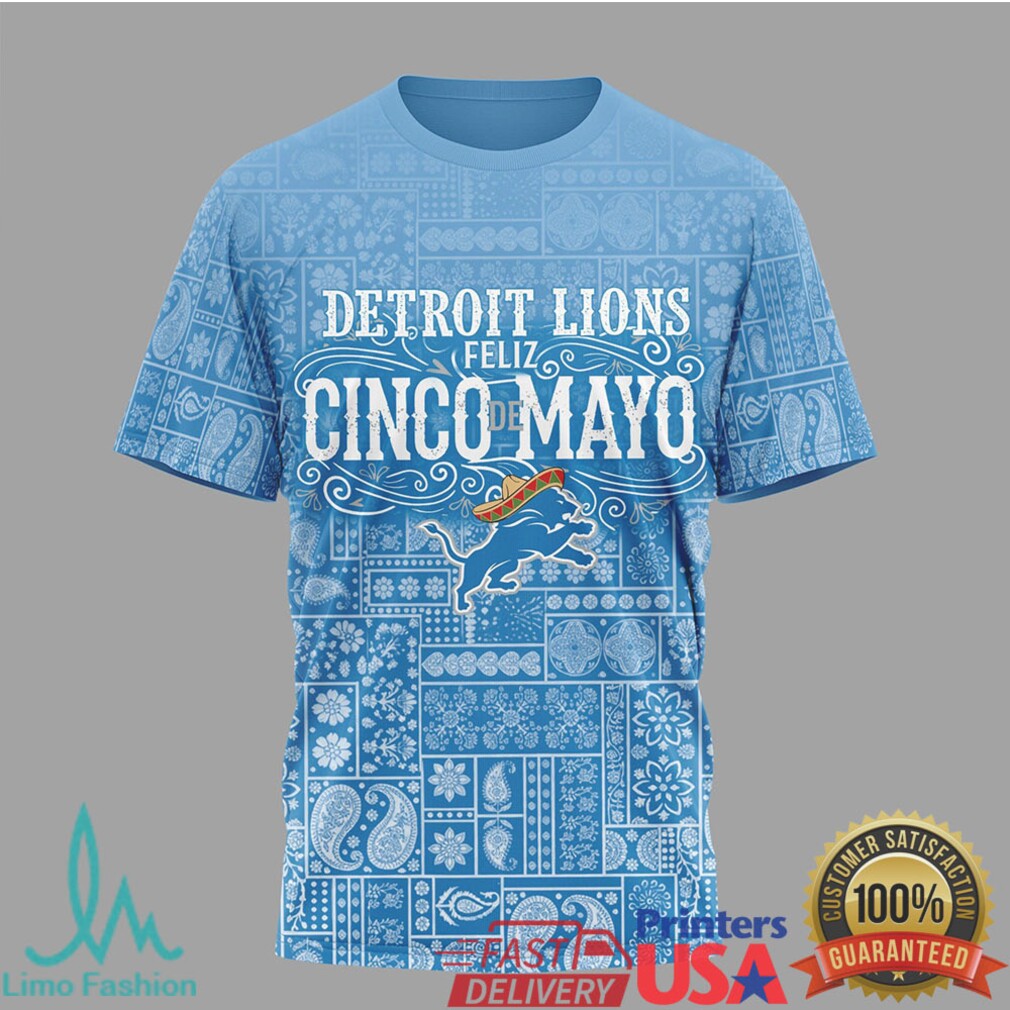 Detroit Lions Feliz Cinco De Mayo T Shirt Blue Bandana Bitchatos Skeleton T Shirt - Limotees LLC