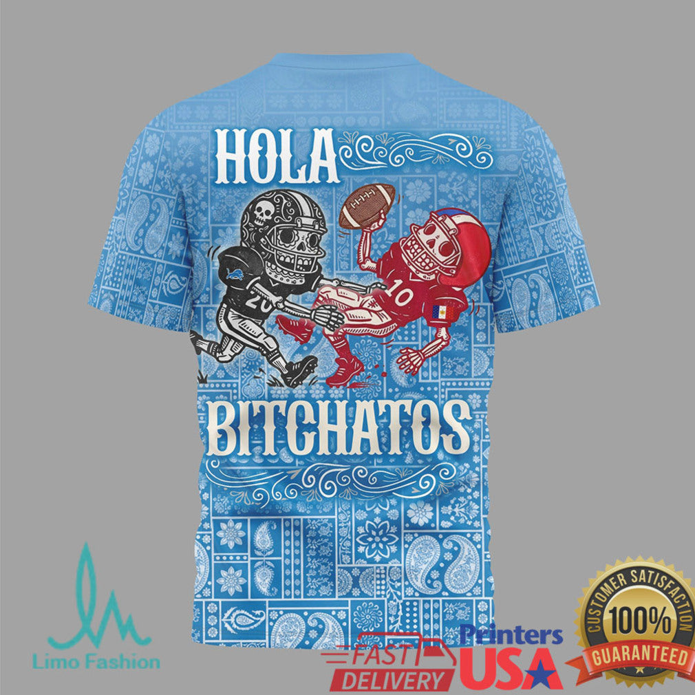 Detroit Lions Feliz Cinco De Mayo T Shirt Blue Bandana Bitchatos Skeleton T Shirt - Limotees LLC