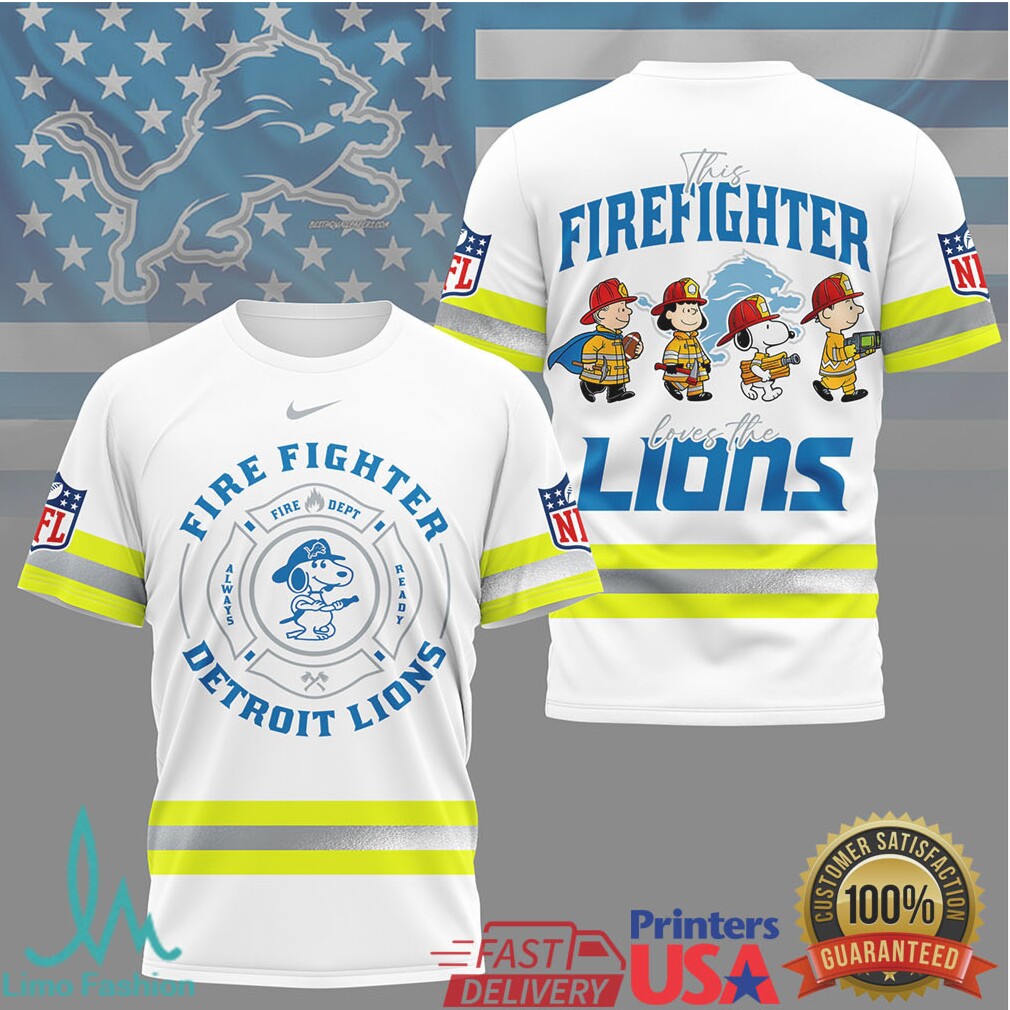 Detroit Lions Firefighter Snoopy Peanuts Always Ready T Shirt - Limotees LLC