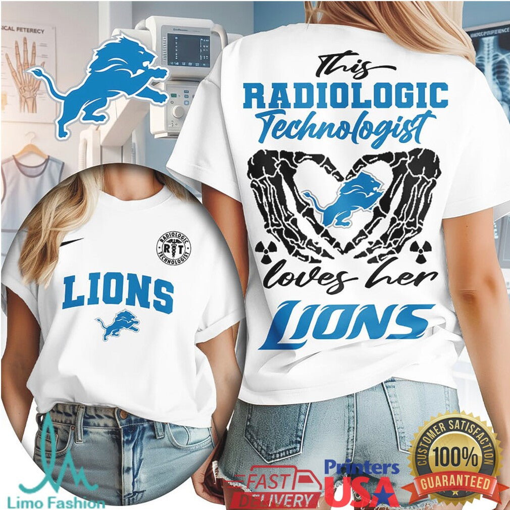 Detroit Lions Football This Radiologic Technologist Loves Her Lions Women's Fan Medical Professional T Shirt - Limotees LLC