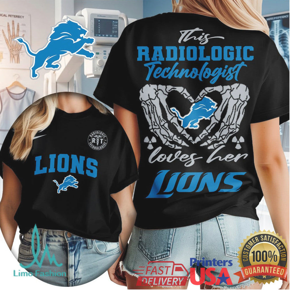 Detroit Lions Football This Radiologic Technologist Loves Her Lions Women's Fan Medical Professional T Shirt - Limotees LLC