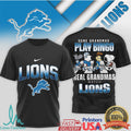 Detroit Lions Grandma T Shirt Real Grandmas Watch Lions Bingo Design - Limotees LLC