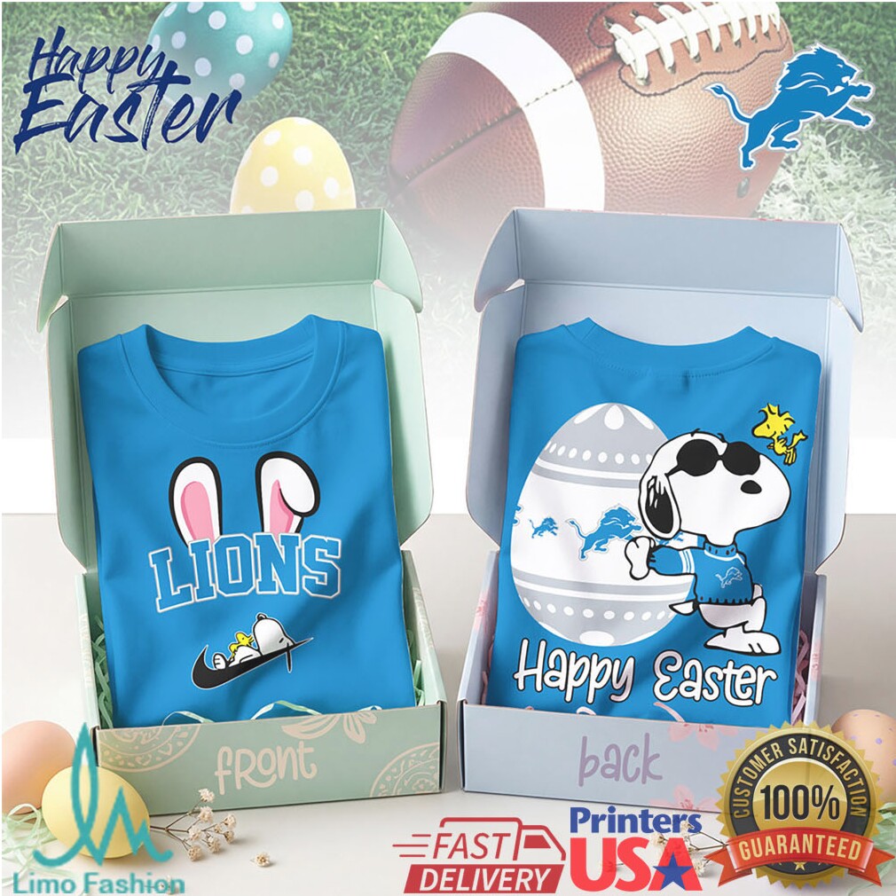Detroit Lions Happy Easter Snoopy & Woodstock Easter Egg T Shirt - Limotees LLC