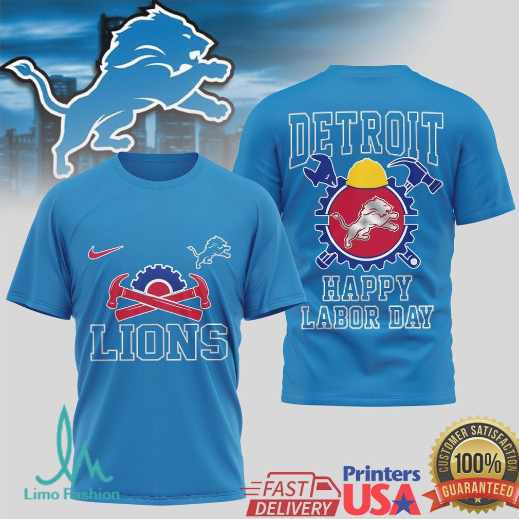 Detroit Lions Happy Labor Day Motor City Workwear T Shirt