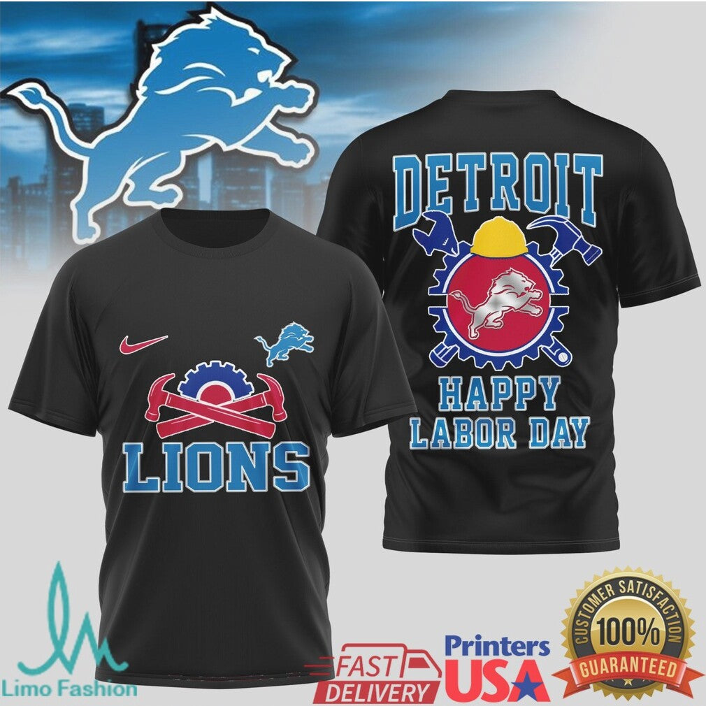 Detroit Lions Happy Labor Day Motor City Workwear T Shirt