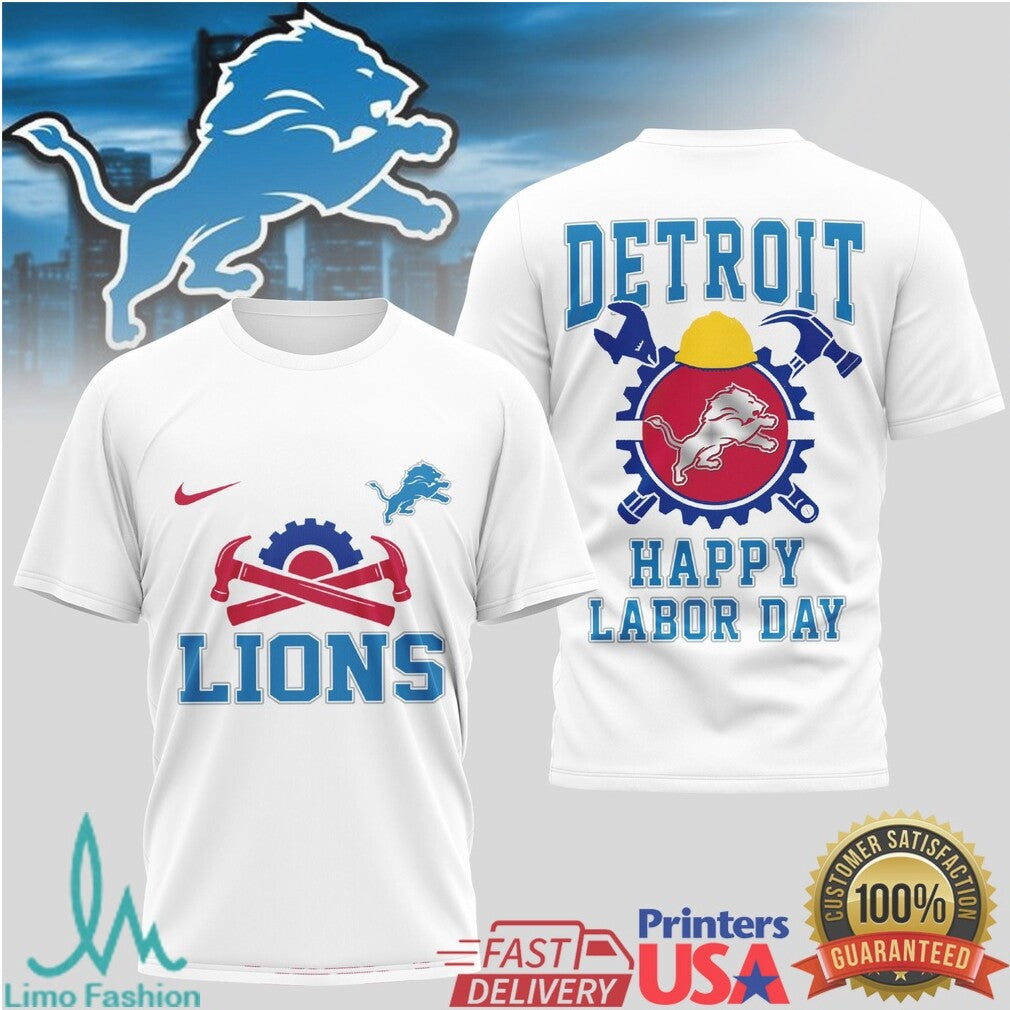 Detroit Lions Happy Labor Day Motor City Workwear T Shirt