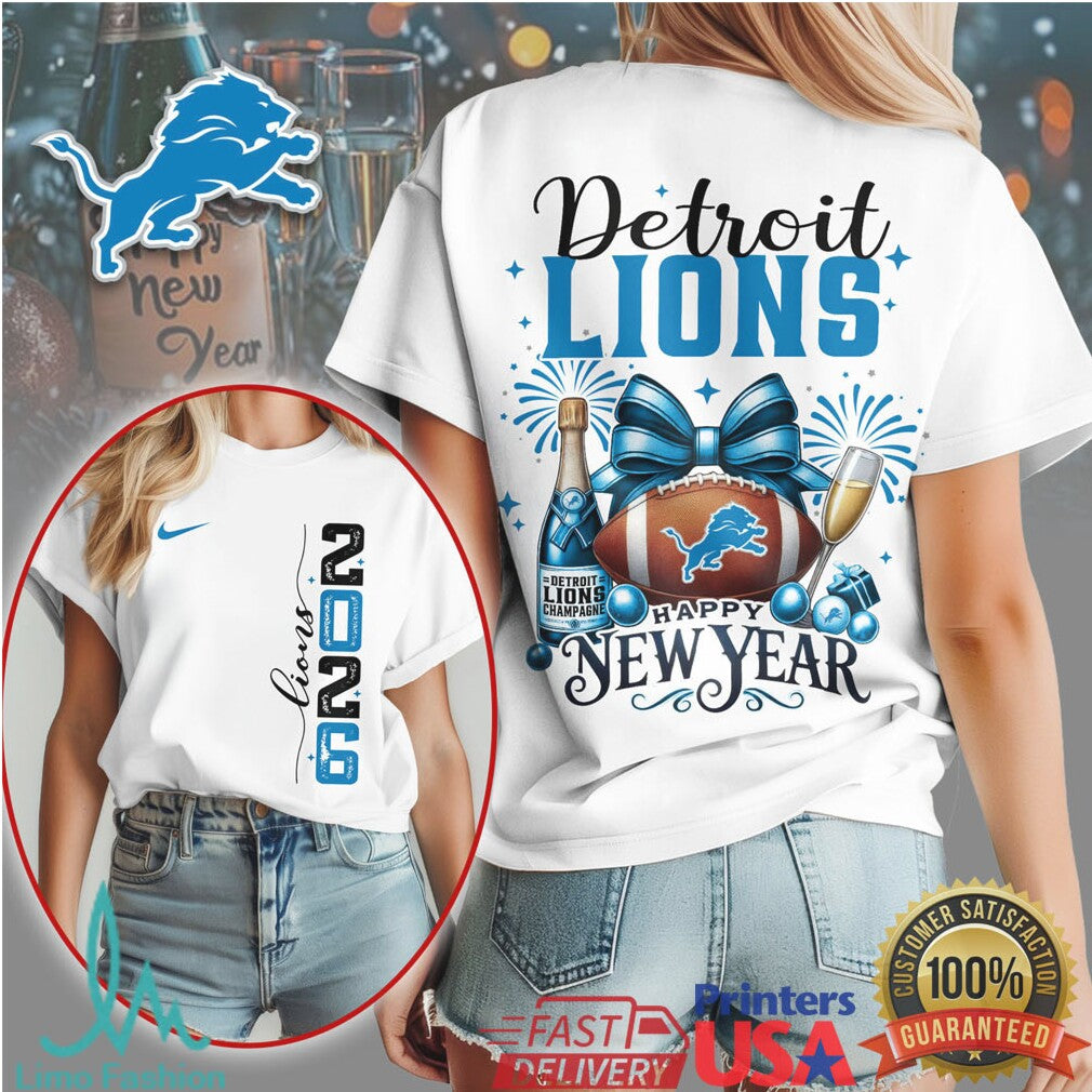 Detroit Lions Happy New Year 2026 NFL Fan Commemorative T Shirt - Limotees LLC