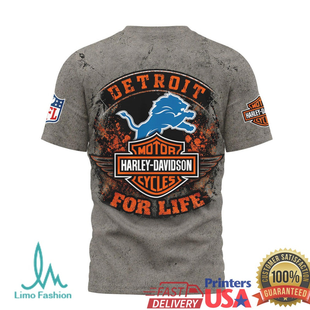 Detroit Lions Harley Davidson For Life T Shirt - Limotees LLC