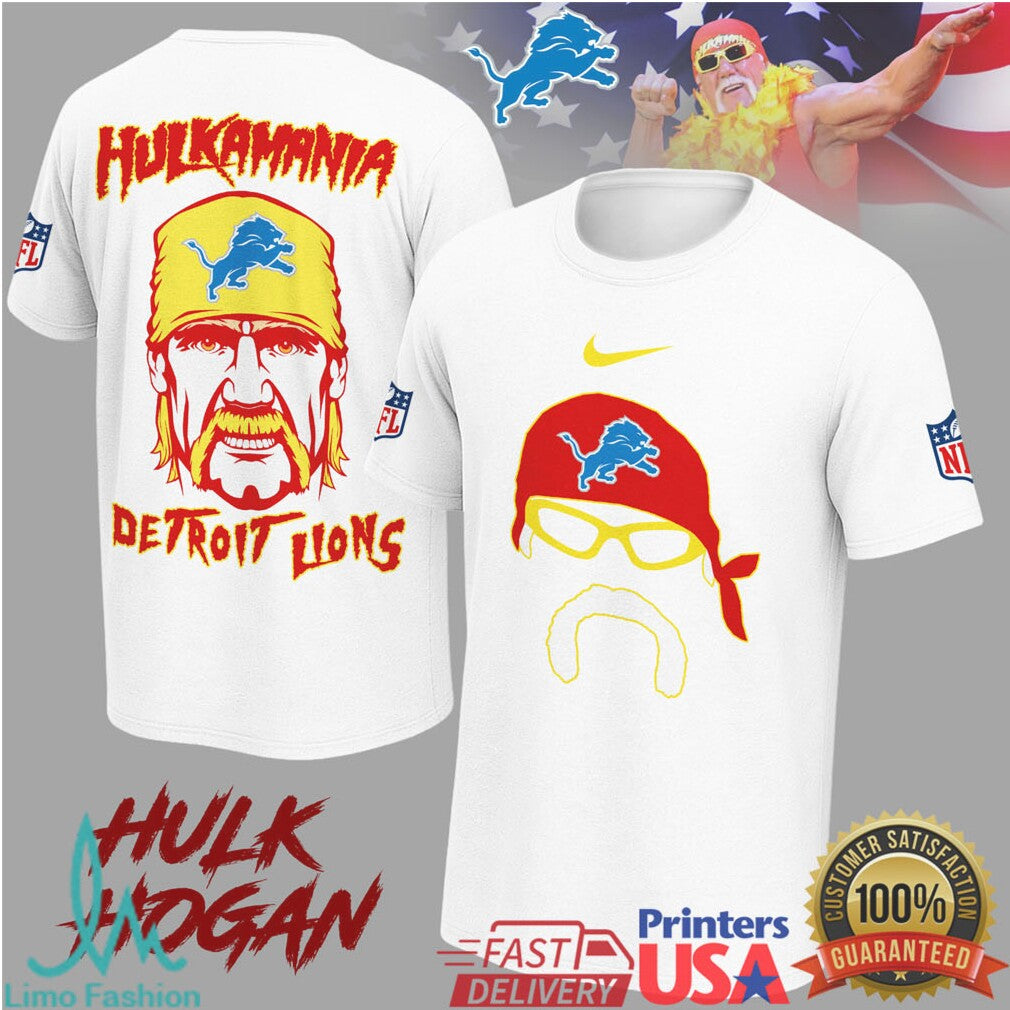 Detroit Lions Hulk Hogan Hulkamania Wrestling x Football T Shirt - Limotees LLC