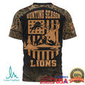 Detroit Lions Hunting Season Custom Name Camo Outdoor Graphic T Shirt - Limotees LLC