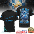 Detroit Lions “I Bleed Silver & Blue” Heart Fan T Shirt - Limotees LLC