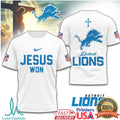 Detroit Lions Jesus Won NFL Christian T Shirt - Limotees LLC