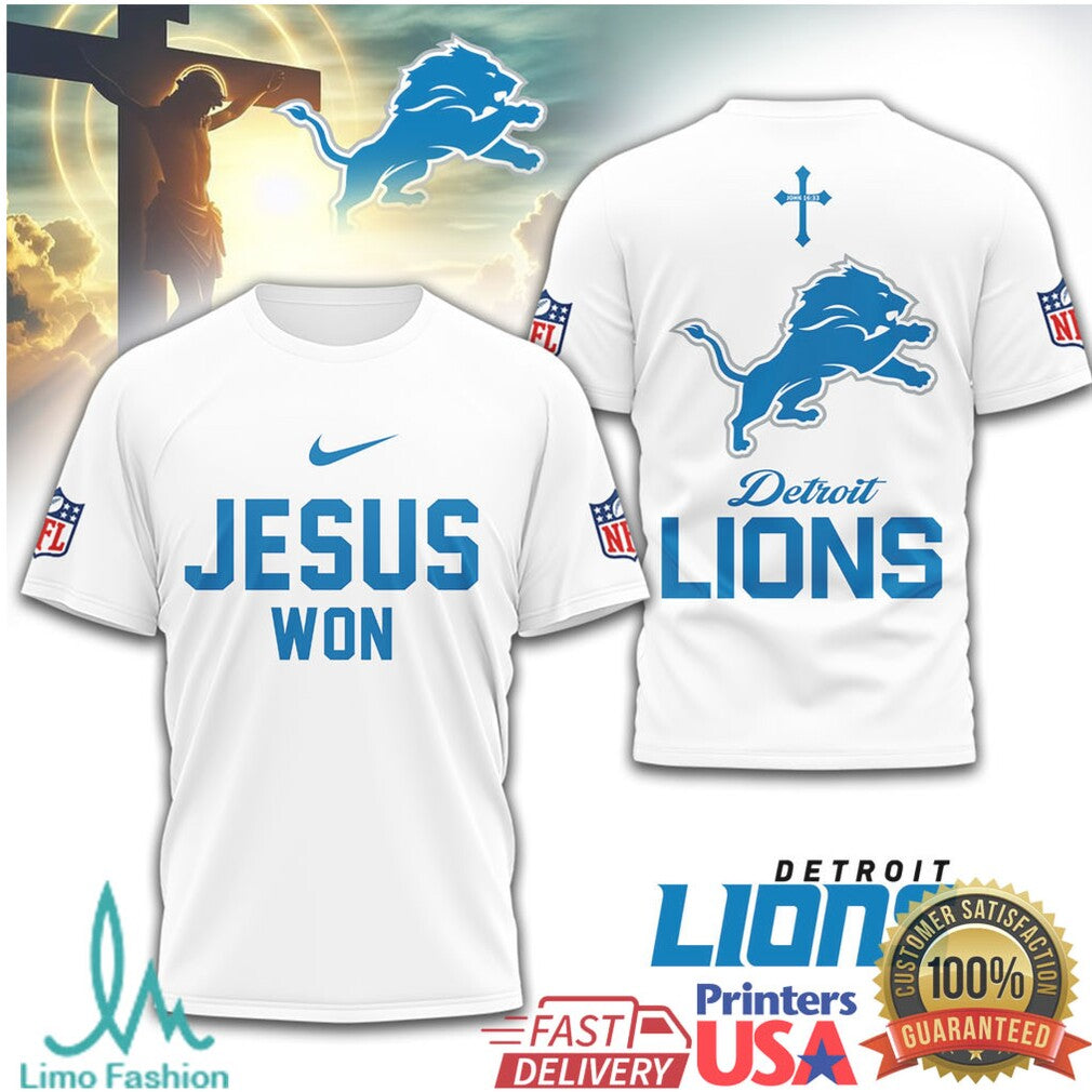 Detroit Lions Jesus Won NFL Christian T Shirt - Limotees LLC