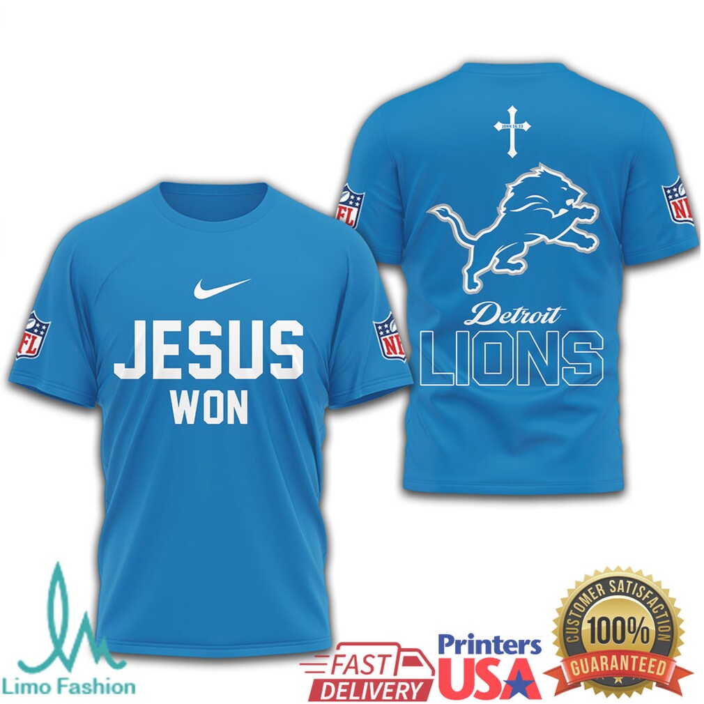 Detroit Lions Jesus Won NFL Christian T Shirt - Limotees LLC