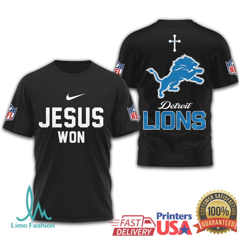 Detroit Lions Jesus Won NFL Christian T Shirt - Limotees LLC