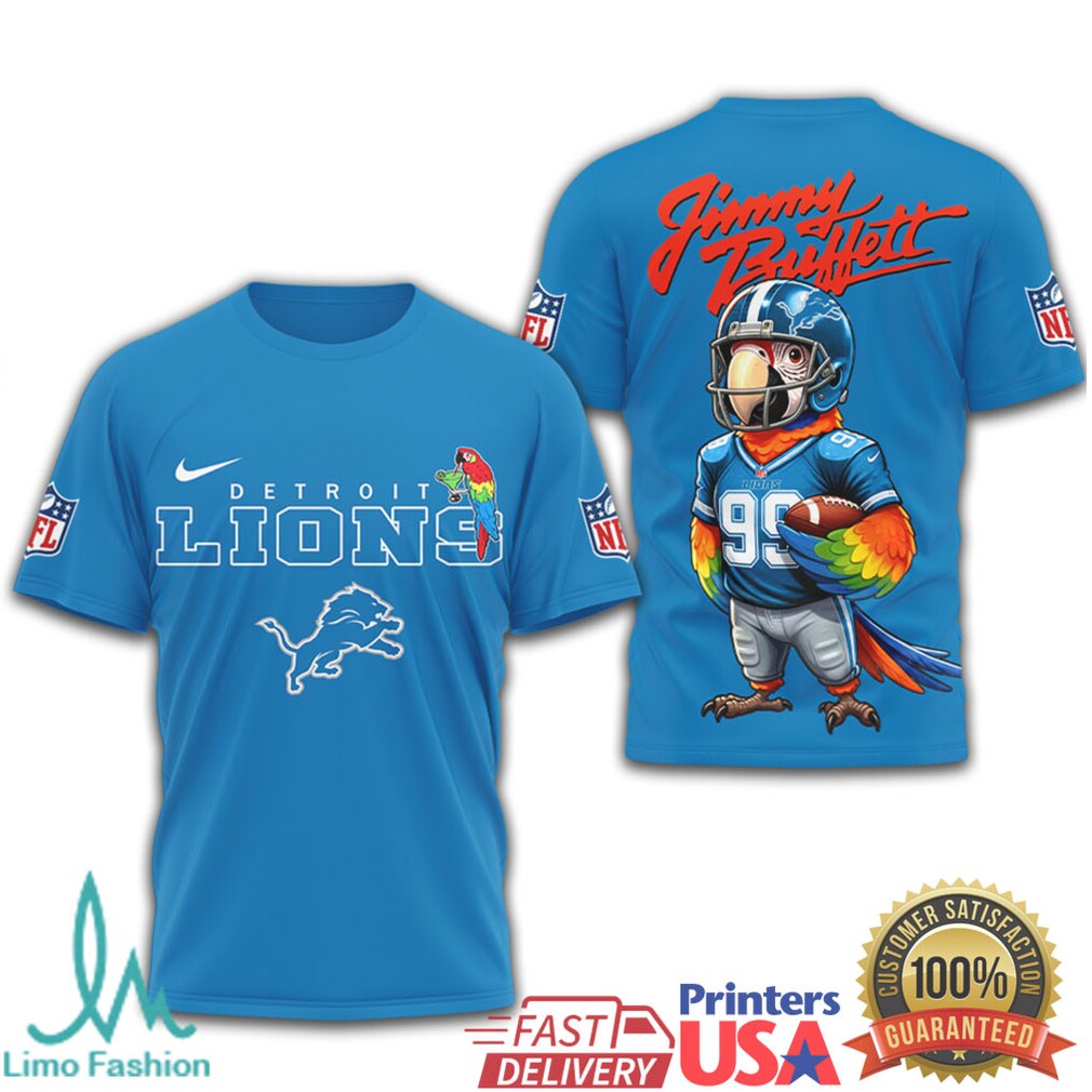 Detroit Lions Jimmy Buffett Parrot Football Mascot T Shirt - Limotees LLC