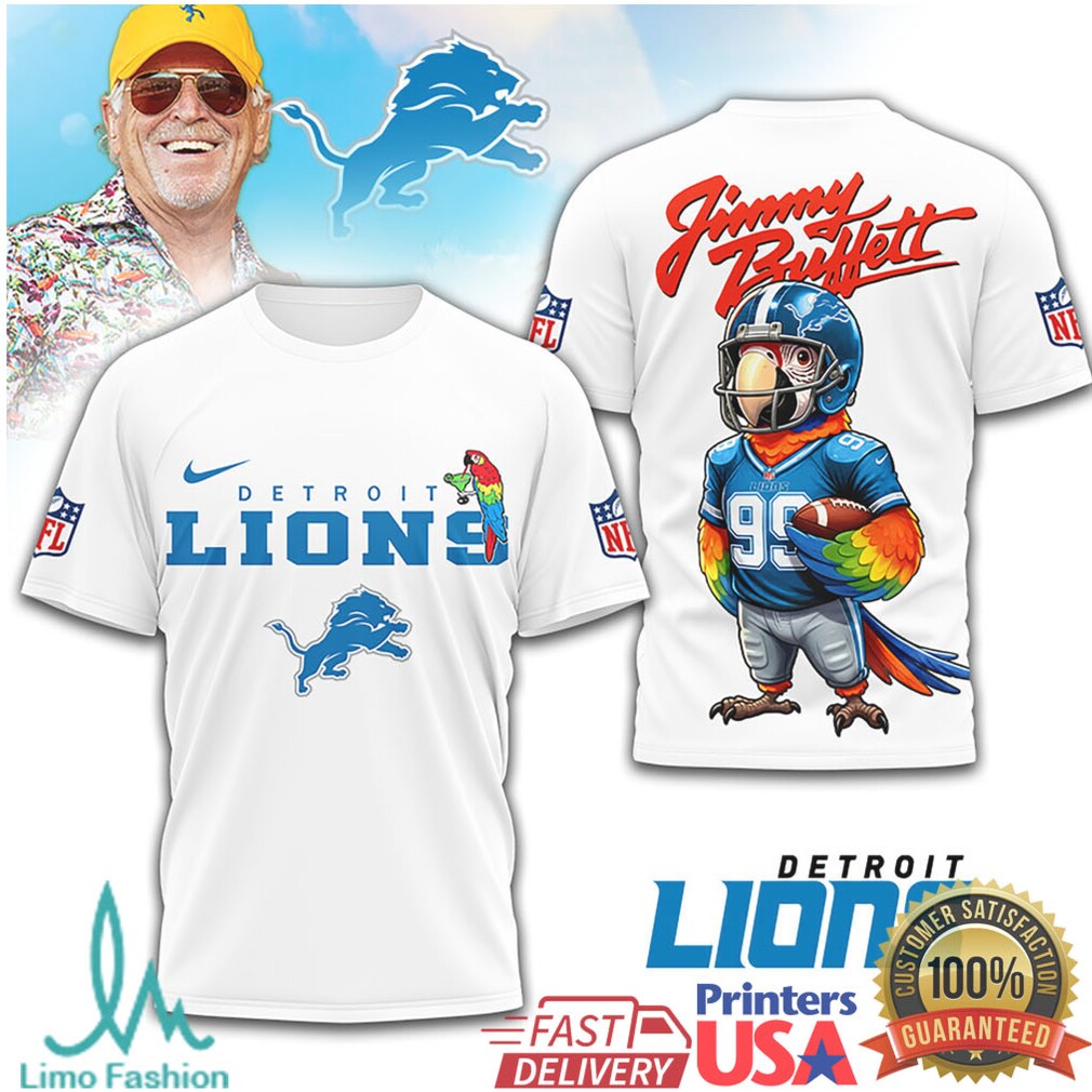 Detroit Lions Jimmy Buffett Parrot Football Mascot T Shirt - Limotees LLC