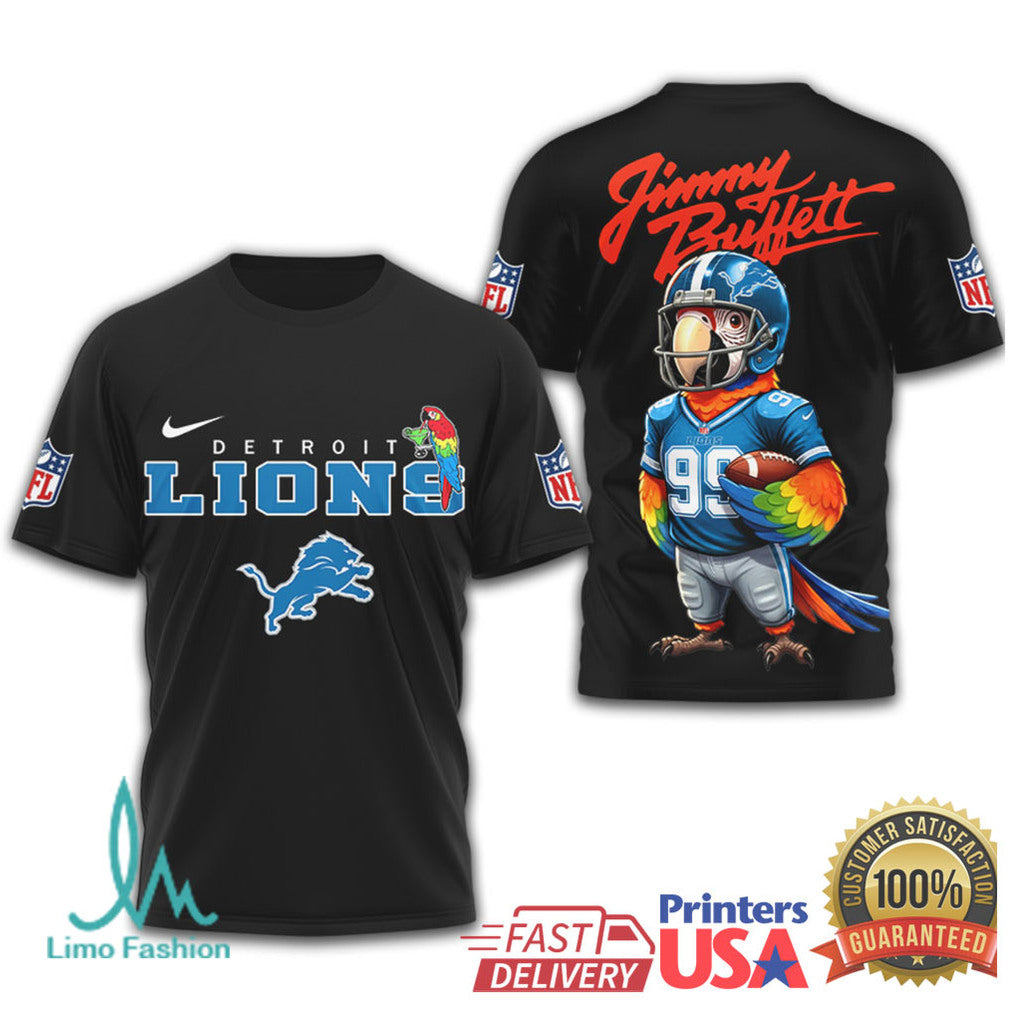 Detroit Lions Jimmy Buffett Parrot Football Mascot T Shirt - Limotees LLC