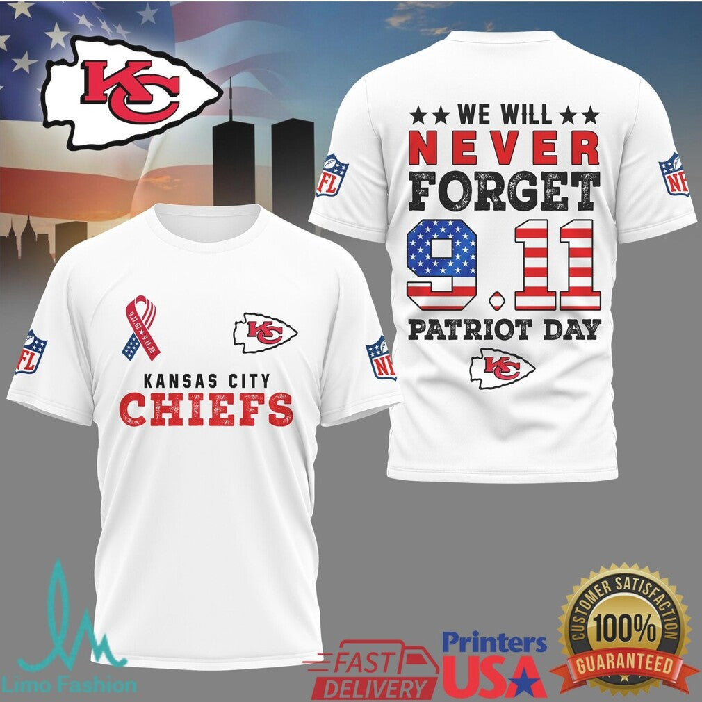 Detroit Lions & Kansas City Chiefs 9.11 Memorial Patriot Day We Will Never Forget T Shirt - Limotees LLC