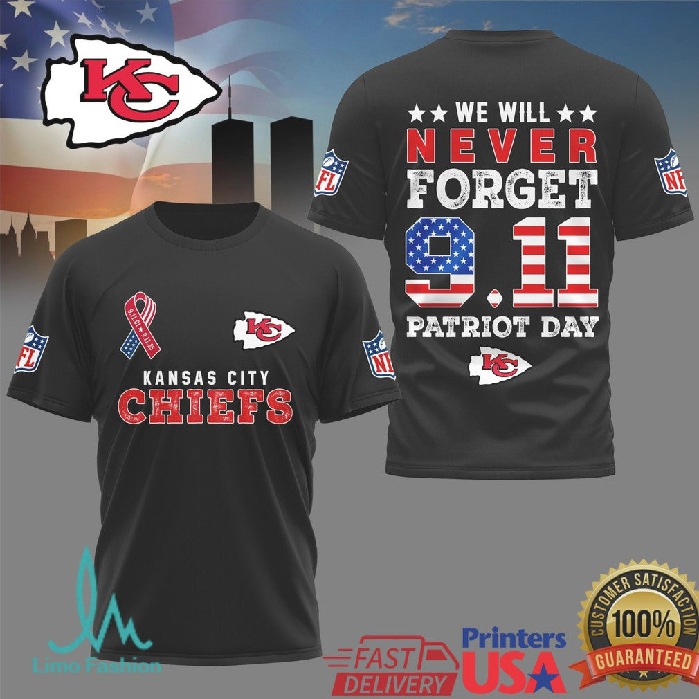 Detroit Lions & Kansas City Chiefs 9.11 Memorial Patriot Day We Will Never Forget T Shirt - Limotees LLC